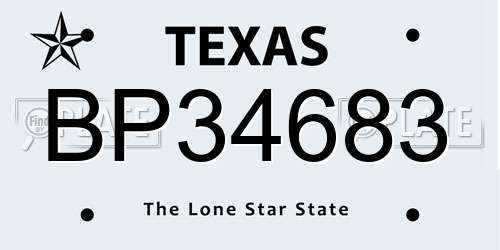 BP34683 Texas License Plate