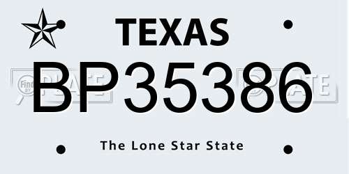 BP35386 Texas License Plate