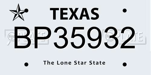 BP35932 Texas License Plate