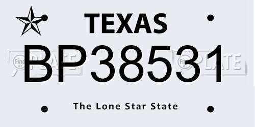 BP38531 Texas License Plate