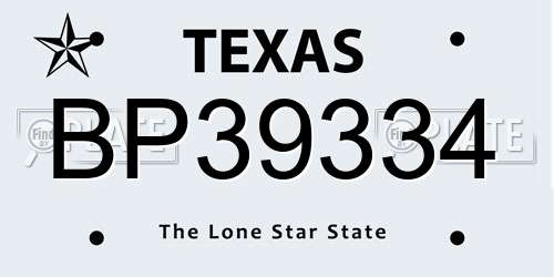 BP39334 Texas License Plate