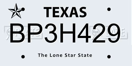 BP3H429 Texas License Plate