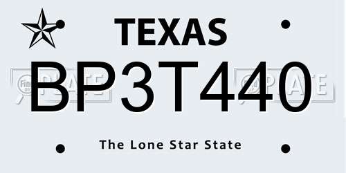 BP3T440 Texas License Plate