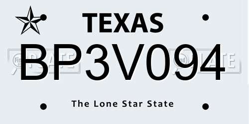 BP3V094 Texas License Plate