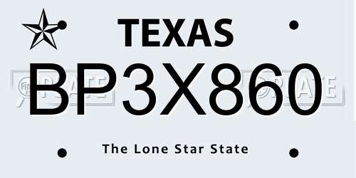 BP3X860 Texas License Plate