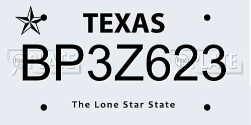 BP3Z623 Texas License Plate