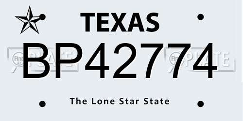 BP42774 Texas License Plate