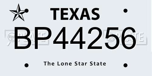 BP44256 Texas License Plate