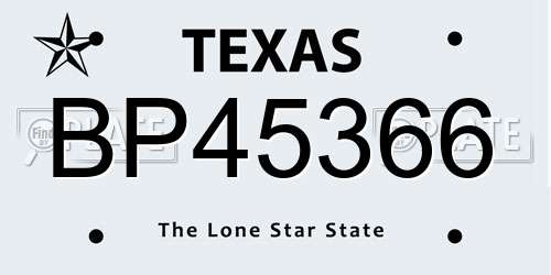BP45366 Texas License Plate