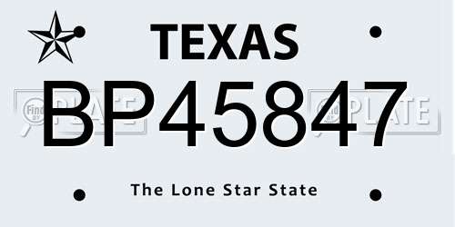 BP45847 Texas License Plate