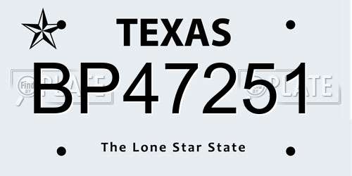 BP47251 Texas License Plate
