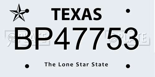 BP47753 Texas License Plate