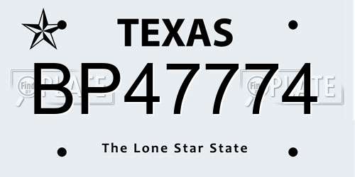 BP47774 Texas License Plate