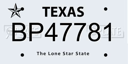 BP47781 Texas License Plate