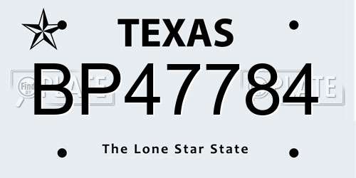 BP47784 Texas License Plate