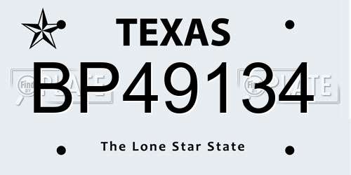 BP49134 Texas License Plate