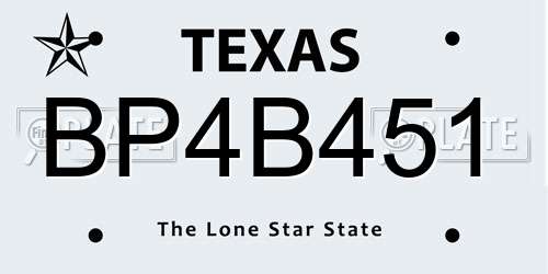 BP4B451 Texas License Plate