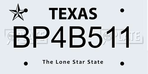 BP4B511 Texas License Plate