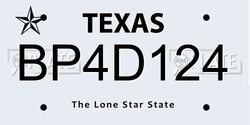 BP4D124 Texas License Plate