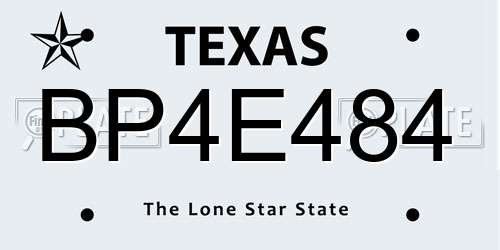 BP4E484 Texas License Plate