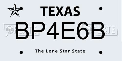 BP4E6B Texas License Plate