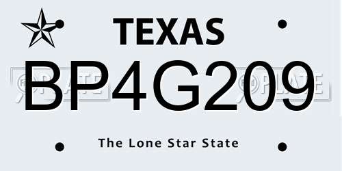BP4G209 Texas License Plate