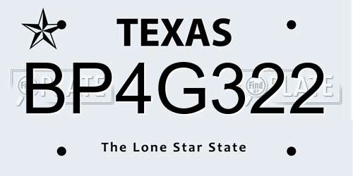 BP4G322 Texas License Plate