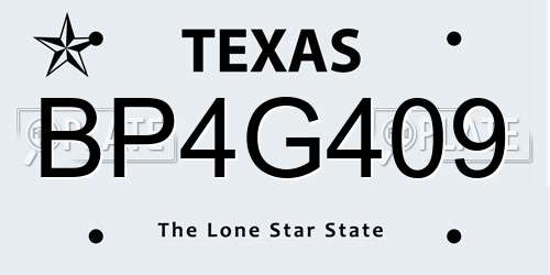 BP4G409 Texas License Plate