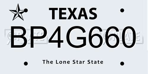 BP4G660 Texas License Plate