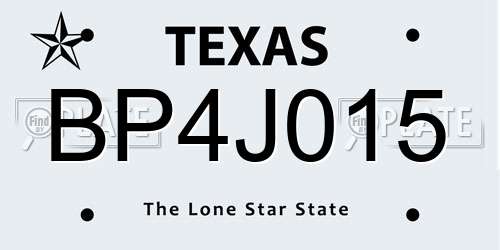 BP4J015 Texas License Plate