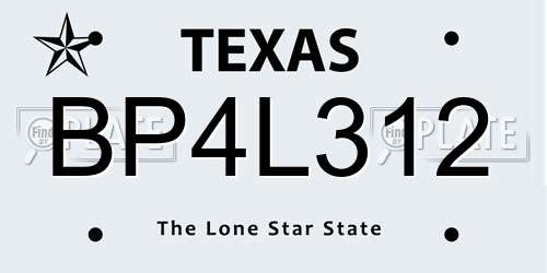 BP4L312 Texas License Plate
