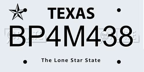 BP4M438 Texas License Plate