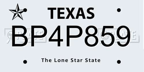 BP4P859 Texas License Plate