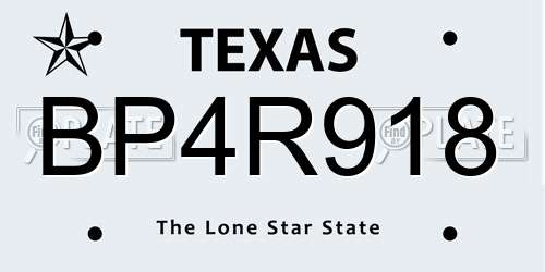 BP4R918 Texas License Plate