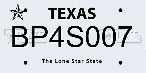 BP4S007 Texas License Plate