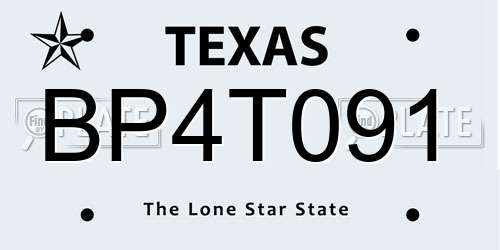 BP4T091 Texas License Plate