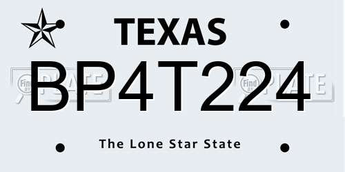 BP4T224 Texas License Plate