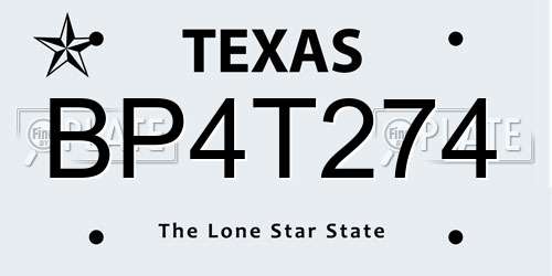 BP4T274 Texas License Plate
