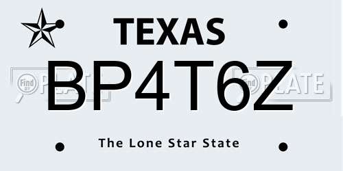 BP4T6Z Texas License Plate