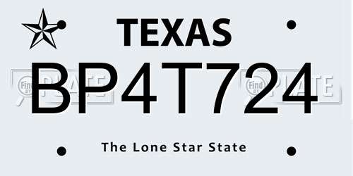 BP4T724 Texas License Plate