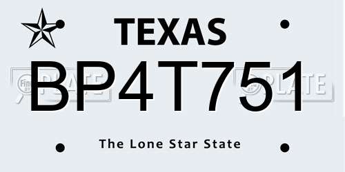BP4T751 Texas License Plate