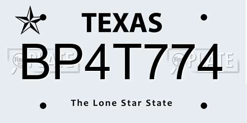 BP4T774 Texas License Plate