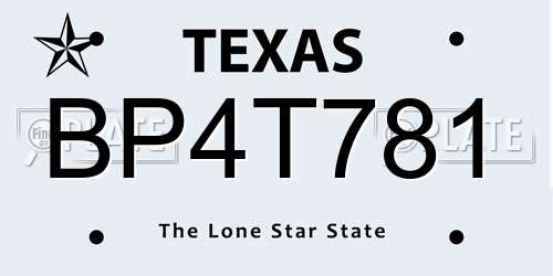 BP4T781 Texas License Plate