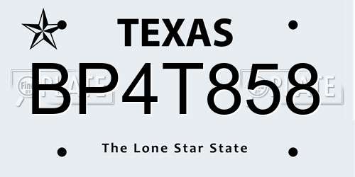 BP4T858 Texas License Plate