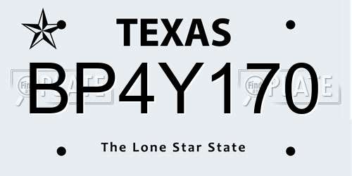 BP4Y170 Texas License Plate