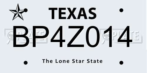 BP4Z014 Texas License Plate