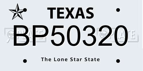 BP50320 Texas License Plate