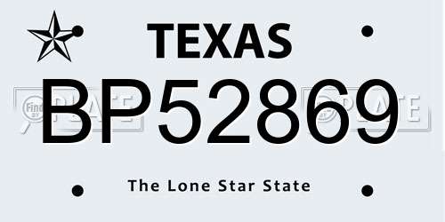BP52869 Texas License Plate