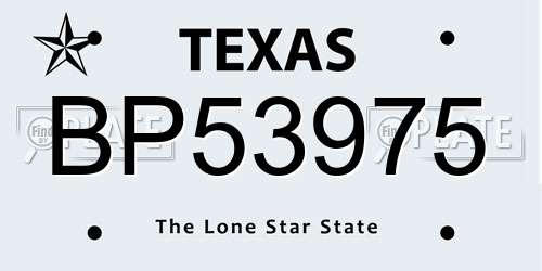 BP53975 Texas License Plate