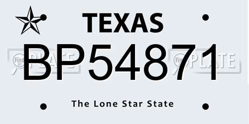 BP54871 Texas License Plate